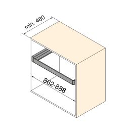Emuca Rack avec glissières à extension totale et à fermeture douce pour accessoires d'armoire Quartz, 862-888mm, Aluminium et plastique, Titane