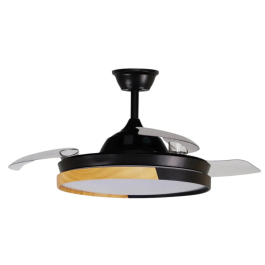 Emperador Ventilateur de Plafond DC 72W Noir/Hêtre 3 Pales Déployables 108cm 7200lm 3000K-4000K-6000K avec Télécommande, Mémoire, Minuteur