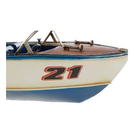Véhicule DKD Home Decor Décoratif Bleu Métal Bateau à moteur Vintage 31,5 x 14 x 13 cm (2 Unités)