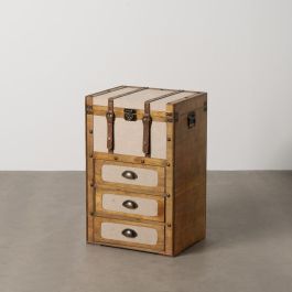 Coffre Marron Beige Polyester Bois de peuplier 46 x 36 x 71 cm