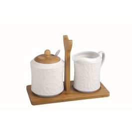 Sucrier Home ESPRIT Blanc Bambou Porcelaine 19,5 x 9 x 17 cm 2 Pièces