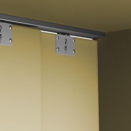 Emuca Kit de 2 portes coulissantes et Flow de ferrures pour armoires à fermeture souple avec rails de surface 2,35m, panneaux non inclus, anodisé mat