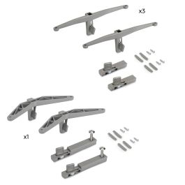 Emuca Kit de supports pour 3 étagères en bois et 1 module pour structure Zero, Zamak, Peint gris pierre