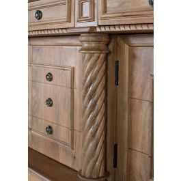 GINER Y COLOMER Buffet 4 tiroirs et 4 portes en bois de manguier massif 200 cm - Couleur Naturelle, Meuble Artisanal en Bois Récupéré