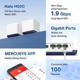 Point d'Accès Mercusys Halo H50G(2-pack) Blanc 2 Unités