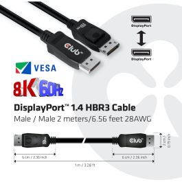 Club3D DisplayPort-Kabel 1.4 HBR3 32.4Gb/s 2m 8K60Hz St/St Polybeutel