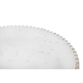 GINER Y COLOMER Table basse ronde en marbre blanc et bois de manguier - Design contemporain et sculptural