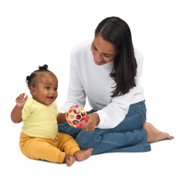 Bright Starts Disney Baby Winnie Balle de motricité fine O Ball hochet sensoriel avec Winnie l'Ourson, Tigrou, Bourriquet pour bébé 0M+ rouge et jaune