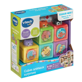 Vtech Baby - Cubes Animaux Surprises - Jeu d'éveil sensoriel avec 5 cubes interactifs - Pour bébé de 6 à 36 mois - Multicolore