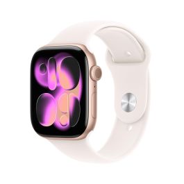 Apple Watch Series 11 GPS 46 mm Aluminium Or Rose Correa Deportiva Rosa Claro Talla S/M MEV64ZRA