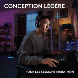 Logitech G Casque Gaming Sans Fil G522 LIGHTSPEED Noir - Son Surround DTS Headphone:X 2.0, Micro Détachable, Rétroéclairage RGB LIGHTSYNC, Autonomie 30h