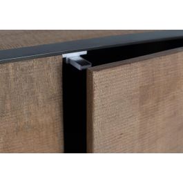 GINER Y COLOMER - Buffet 3 portes en bois de manguier avec ouverture push, design minimaliste et structure métal noir - 150 cm de large, 81 cm de haut, 44 cm de profondeur