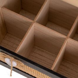 Boîte Décorative HEARTS Blanc Noir Naturel Bois Canne Bois MDF