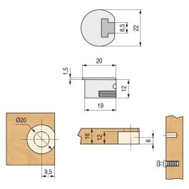 HERRAJES ALK Support Cazoleta Luna Miel (50 Unités)