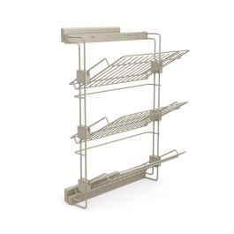 Emuca Porte-chaussures latéral coulissant pour placards et dressing Hack, Gauche, Peint gris pierre, Acier.