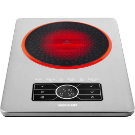 Sencor SCP 5010SS Plaque chauffante en vitrocéramique 1500 W - Diamètre 19 cm, 6 modes de cuisson, minuterie 4 heures, design ultra-mince