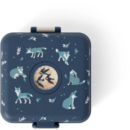 Monbento - Lunch Box Snacky Wolf 850 ml pour Enfant, Boîte à Sandwich et Goûter avec Couverts et 4 Vignettes Incluses, Sans BPA
