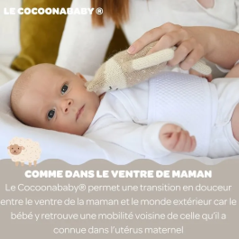 BEABA Cocoonababy - Cocon ergonomique bébé en mousse haute résilience, lavable machine, de la naissance à 3 mois, Lin naturel