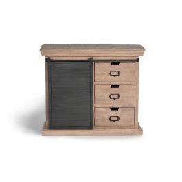 GINER Y COLOMER Commode Industrielle 3 Tiroirs en Bois de Mango et Métal Gris Naturel 85x100x40 cm