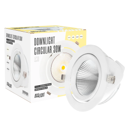 BX3 Foco Downlight LED orientable, 30W, 3000 Lm, 4200K, UGR<17, 50 000 h, modèle BX3-30W-G-W, pour éclairage intérieur