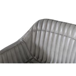 GINER Y COLOMER Chaise design en cuir gris rembourrée avec dossier inclinable - 4 pieds en métal noir - Dimensions (HxLxl) : 84x61x52 cm
