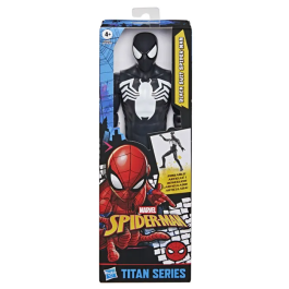 Hasbro Marvel Spider-Man - Figurine Titan Series Spider-Man en costume noir 30 cm deluxe, jouet de super-héros pour enfants dès 4 ans