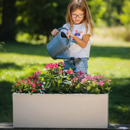 Eda - Volcania Up - Jardinière balconnière 25 L, décor pierre, beige calcaire, 59 x 19,5 x 22,8 cm, intérieur/extérieur