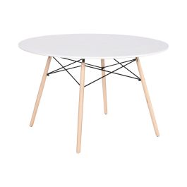 Table de Salle à Manger Home ESPRIT Blanc Noir Naturel Bouleau Bois MDF 120 x 120 x 74 cm