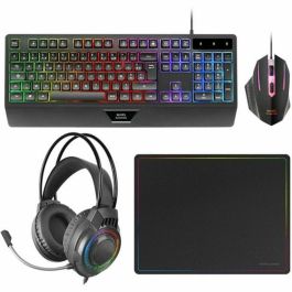 clavier et souris Mars Gaming MCP124PROES Noir Multicouleur Espagnol Qwerty