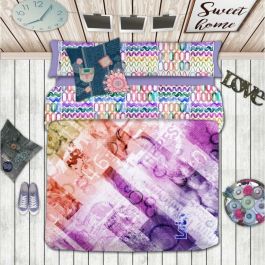 Parure de couette Lois JASON P. Mauve Lit 1 persone 150 x 230 cm 3 Pièces