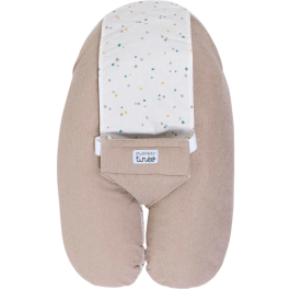 Tineo MultiRelax - Coussin de maternité, allaitement et transat bébé 3-en-1 - Réversible et déhoussable - Tissu éponge - Motifs Noisette et Pois