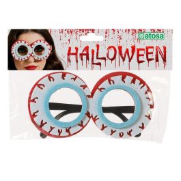 Déguisement Halloween - Lunettes effrayantes avec design yeux rouges - Accessoire costume zombie, sorcière, monstre - Unisexe adulte