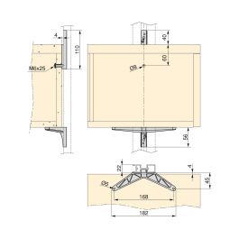 Emuca Kit de fixation pour 1 étagère en bois, 1 module et 1 tringle de suspension longueur 1m Zero, Zamak, Gris pierre peint