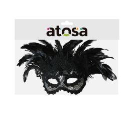 Masque de Bal à Plumes Noir avec Dentelle et Broderie - Déguisement Gothique ou Dame Sombres pour Carnaval, Fête Masquée, Photoshoot