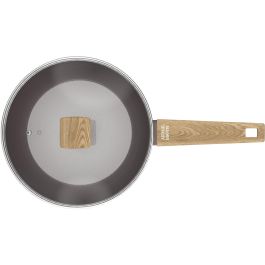 Sauteuse - Tous feux dont induction - ARTHUR MARTIN - AM9910 - Revetement céramique - Ø 24 cm - Couvercle et panier inox - Taupe