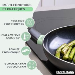 Set de 2 poeles a induction - FACKELMANN - Brandao - Aluminium céramique antiadhésif - Ø 20 et 24 cm