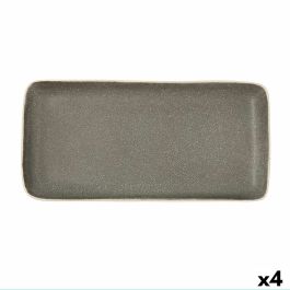 Plateau Bidasoa Gio Gris Céramique 28 x 14 cm Rectangulaire (4 Unités)