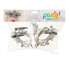 Antifaz vénitien femme adulte en argent pour carnaval, fêtes, spectacles - Masque élégant et brillant pour déguisement