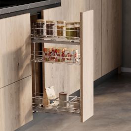 Emuca porte-bouteilles extractible SupraMax avec fermeture à amortie, gauche, 3 plateaux, module 200mm, Acier, Chromé