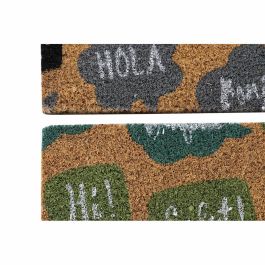 Paillasson DKD Home Decor Noir Gris Marron Caoutchouc Menthe 2 Unités Fibres de coco (60 x 40 x 1,5 cm)