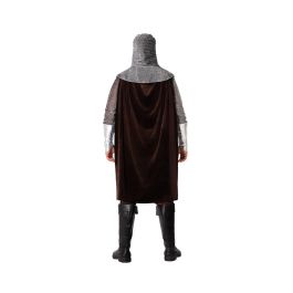 Costume Croisé Médiéval Chevalier Adulte Homme Marron, Inclut Capuche en Mailles, Cape et Ceinture, Taille XS-S