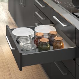 Emuca Tiroir extérieur Vertex 40kg, hauteur 93mm, profondeur 450mm, Acier, Gris antracite