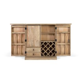 GINER Y COLOMER Buffet Bar en Bois de Mango avec 2 Portes et Plateau Extensible - Dimensions: Frontis 11x42 cm, Porte 93x44 cm, Tiroir Intérieur 9x39x26 cm