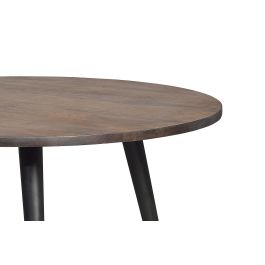 GINER Y COLOMER Table ronde de salle à manger en bois d'acacia massif avec pieds métal noir - Ø 120 cm, H 76 cm - À monter