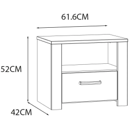 Chevet BOHOL 1 tiroir et 1 niche en chêne et blanc - Dimensions: 61,6 x 42 x 52 cm