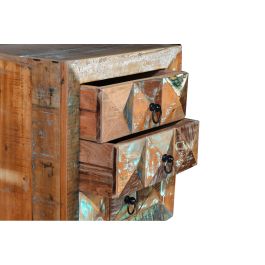GINER Y COLOMER - Table de chevet 3 tiroirs en bois massif recyclé multicolore - Collection Diamante - 60x50x40 cm