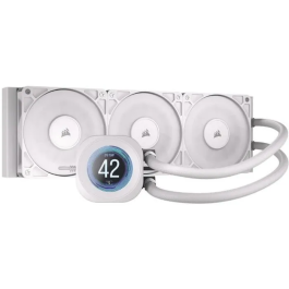 Corsair Nautilus 360 LCD White - Watercooling pour Processeur avec Écran LCD IPS de 5,3 cm - Ventilateurs RS120 - Compatible Intel LGA 1851 et AMD AM5