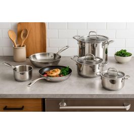 Batterie de cuisine - Tous feux dont induction - COSY & TRENDY-CLASSIC - Acier inoxydable - 11 pieces