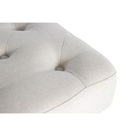 GINER Y COLOMER Banc avec assise en tissu beige capitonnée, structure en bois et pates coniques en fer noir, nécessite un montage
