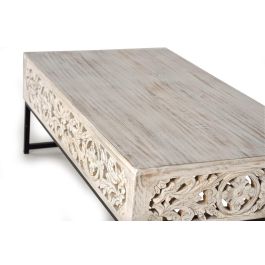 GINER Y COLOMER Table Basse en Bois de Manguier avec Pieds en Métal, Style Vintage - Blanc Lavé et Noir, Dimensions 40 x 1120 x 60 cm